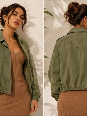 Olive Green Women's Bomber Jacket